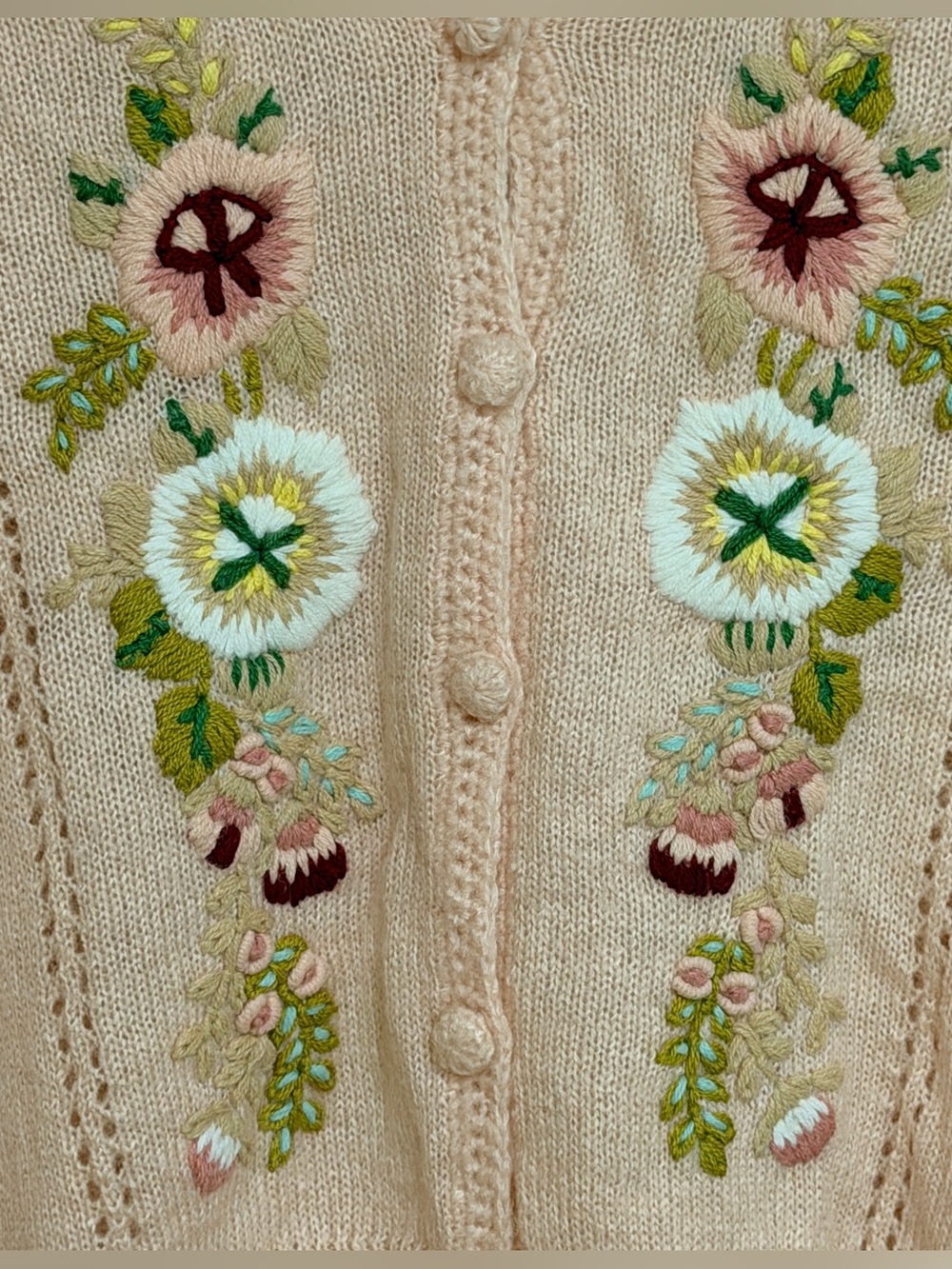 LACEMADE Sweet Nectar Fairycore Cropped Embroidered Cardigan Cottagecore Floral - Picture 5 of 8